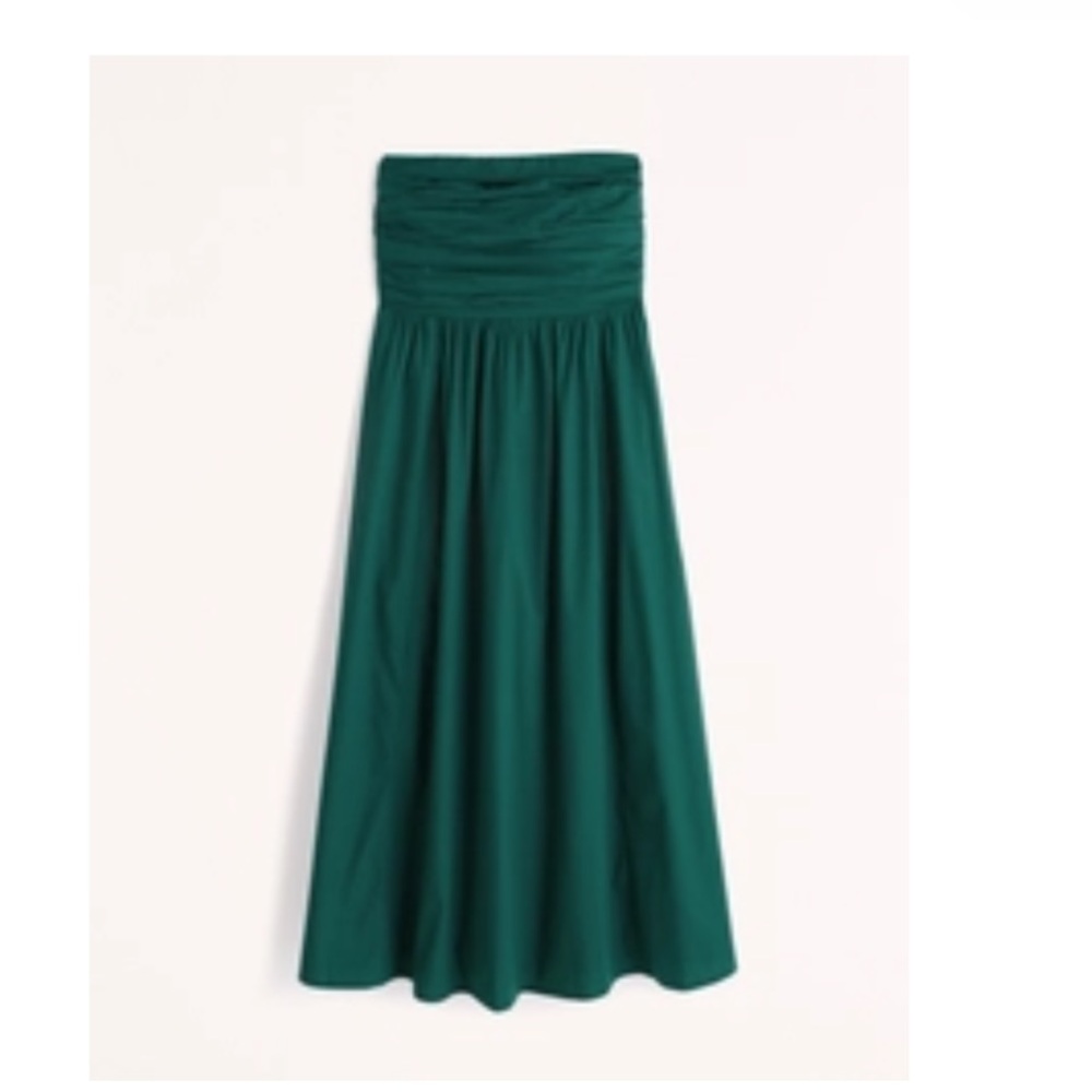 Abercrombie Strapless Poplin Midi Dress in green. XS petite. Worn once